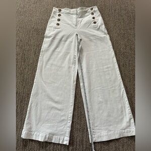 Ann Taylor Ivory Button-Accent Flare Pants